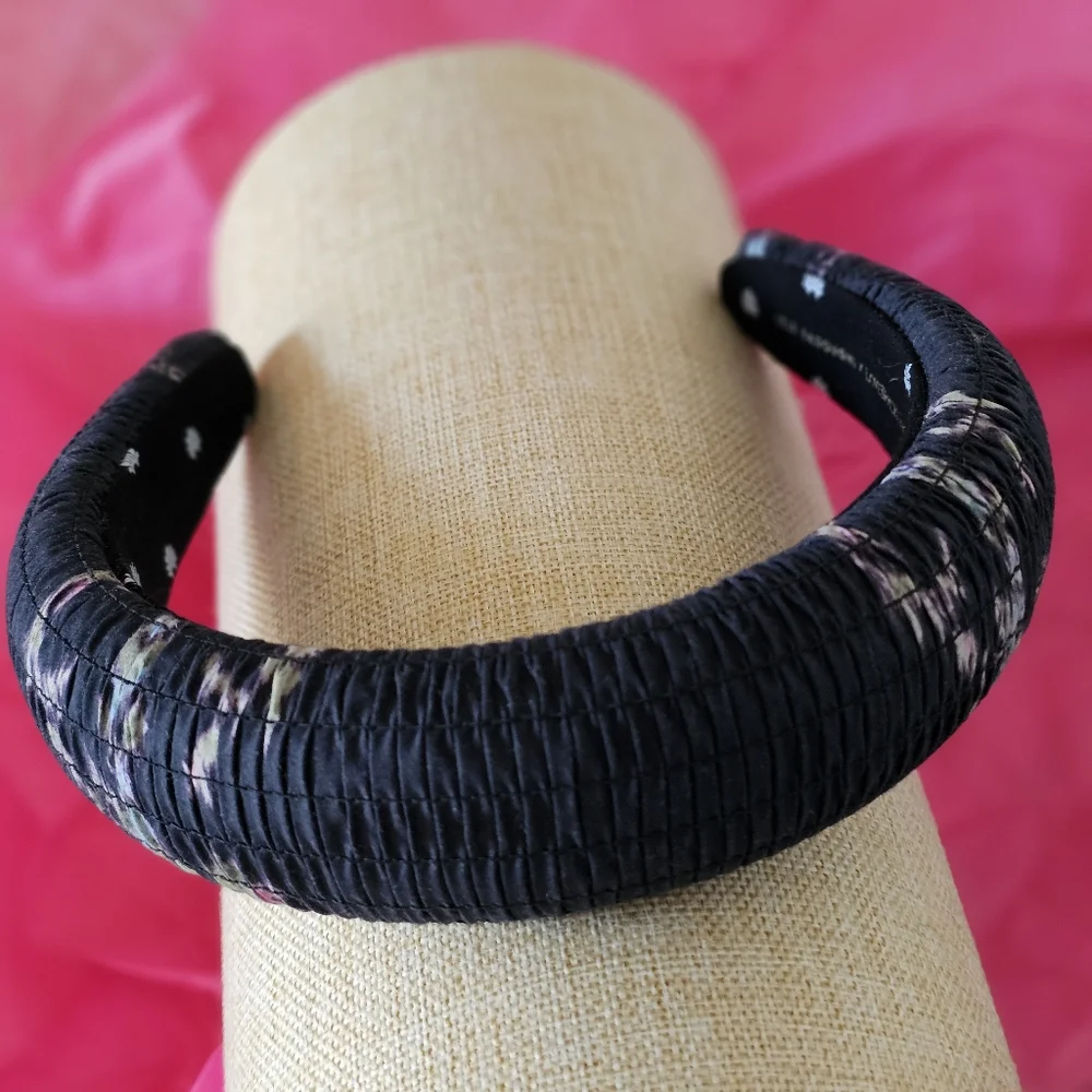 Lele Sadoughi x Loveshackfancy Black Coffee Padded Headband Shirred Floral